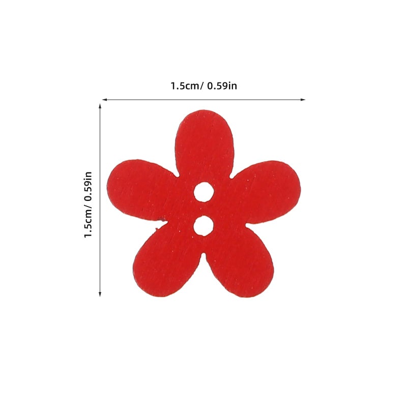 ROSENICE 100Pcs Colorful Flower Flatback Wooden Buttons, 0.59 Inch for Sewing Scrapbooking Crafts Unique Decorative Embellishments for DIY Projects - Image 2